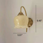Vintage Cream Petal Resin and Copper Wall Sconce Lamp