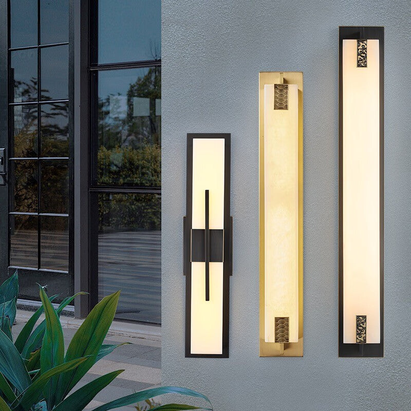Rectangular Copper Marble LED Outdoor Wall Sconce