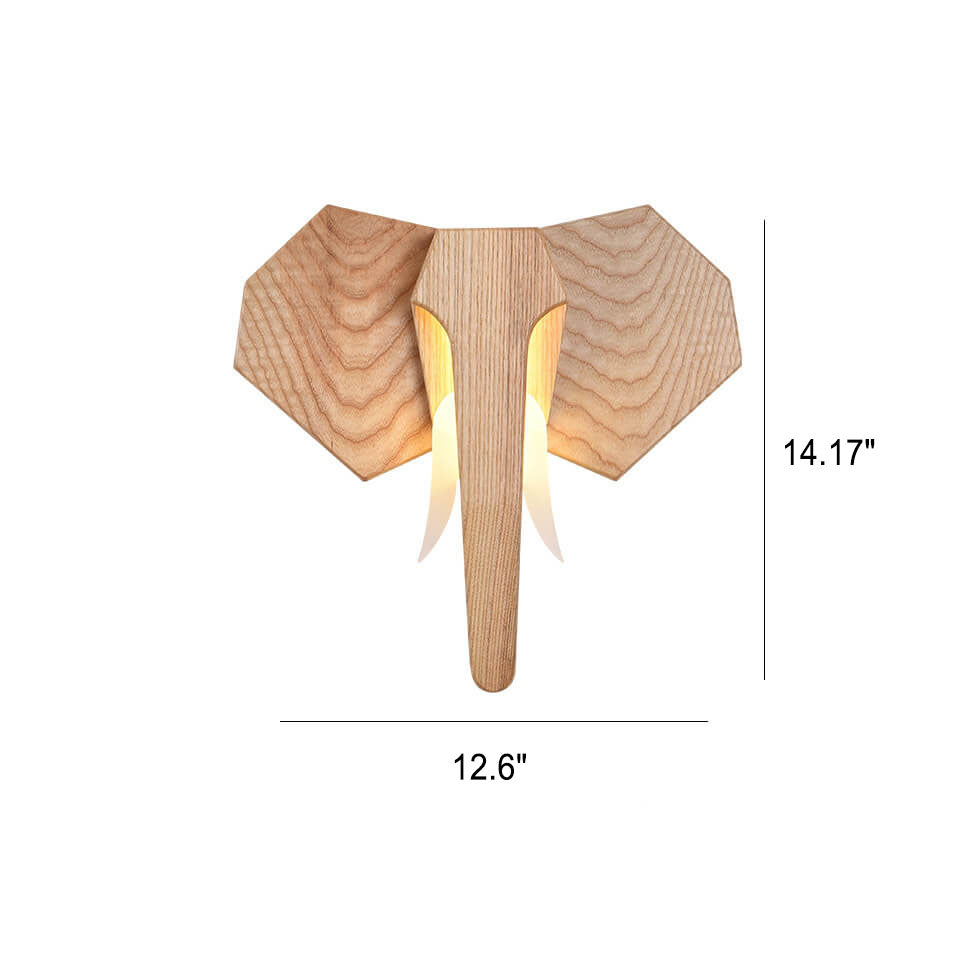 Nordic Solid Wood Elephant LED Sconce