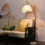 Premium Bamboo Pole Floor Lamp - Retro Zen Design, 1-Light