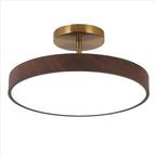Minimalist Japanese Wood Grain Round LED Semi-Flush Mount