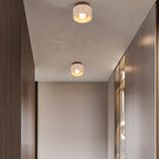 Premium Yellow Travertine Column Semi-Flush Mount Ceiling Light