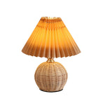 Nordic Rattan Pleated LED Table Lamp for Bedroom