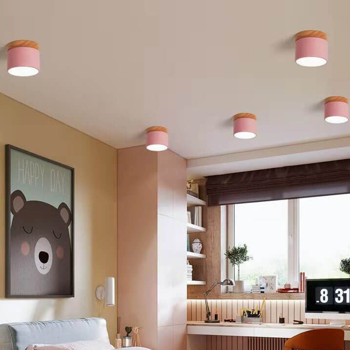 Scandinavian Solid Color Log LED Flush Mount Ceiling Light