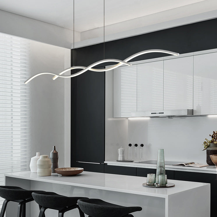 Nordic Minimalist LED Chandelier with Long Wave Design