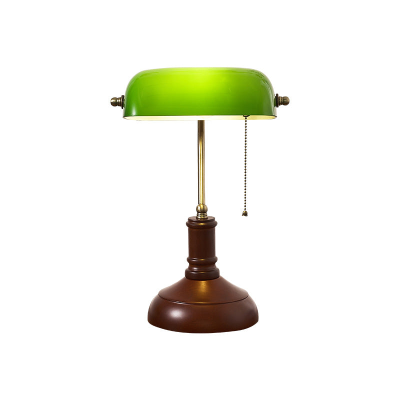 Vintage Solid Wood Glass Table Lamp with Zipper Shade - 1 Light