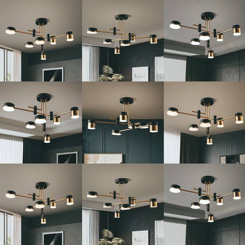 Elegant Black and Gold Semi-Flush Mount Light - 4 to 8 Bulb Design