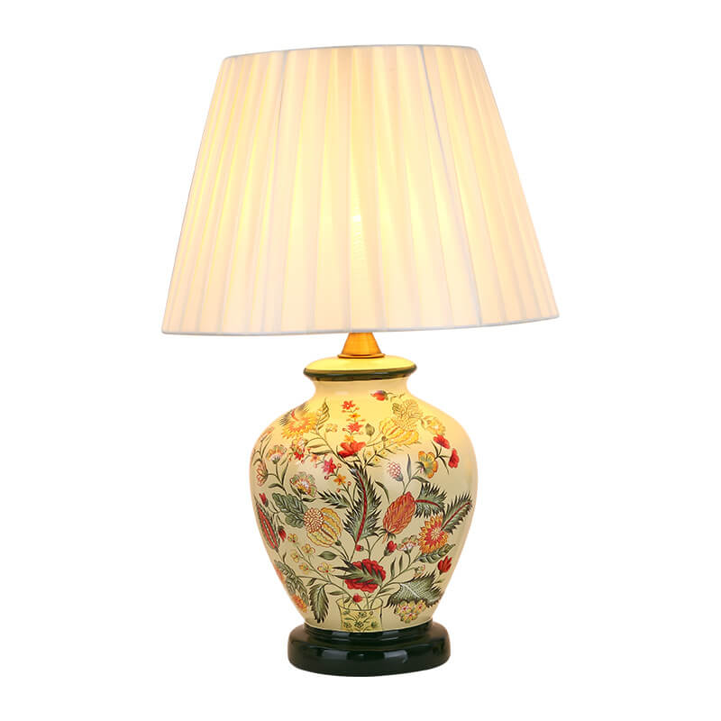 Contemporary Ceramic 1-Light Table Lamp - Warm Cylindrical Design