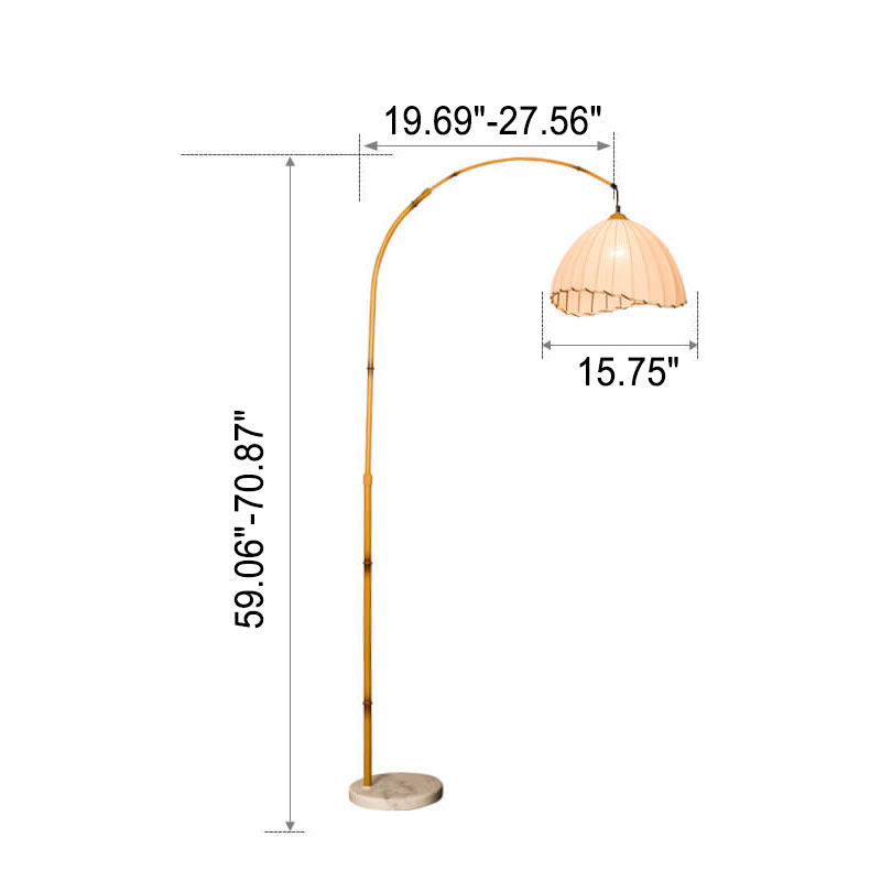 Vintage Marble Fishing Imitation Bamboo Floor Lamp - 1-Light Design
