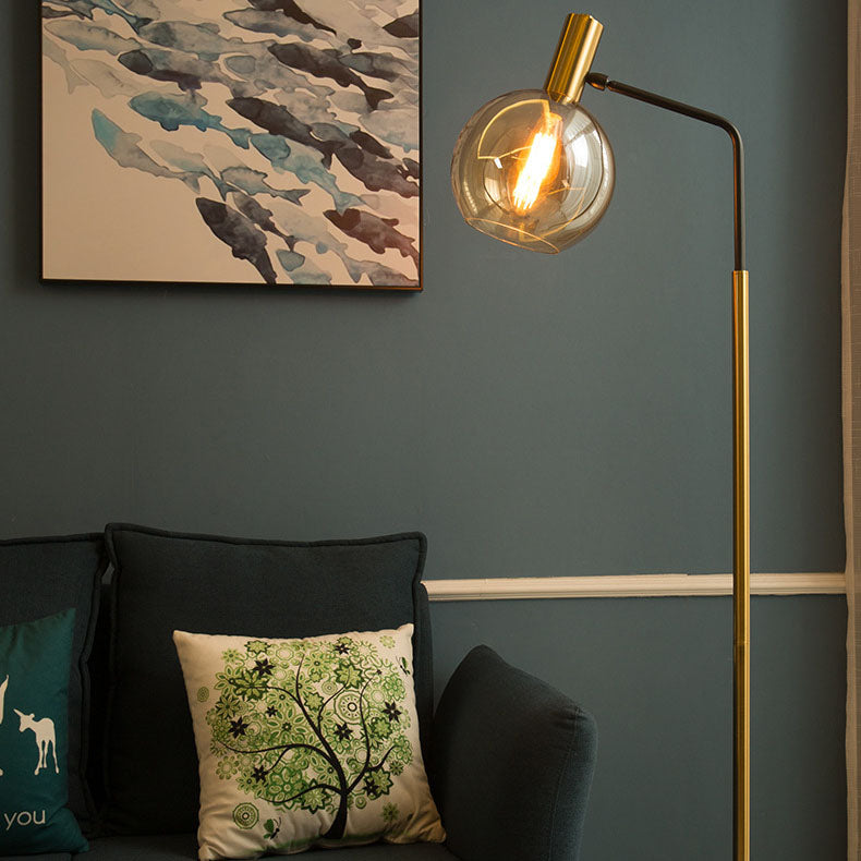 Nordic Glass Dome Floor Lamp with Marble Base - 1-Light Design for Living Room