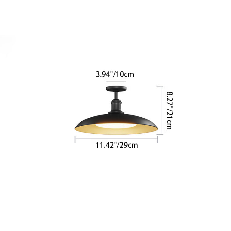 Scandinavian Carbonized Steel Waterproof Round Semi-Flush Mount Light for Outdoor Patio