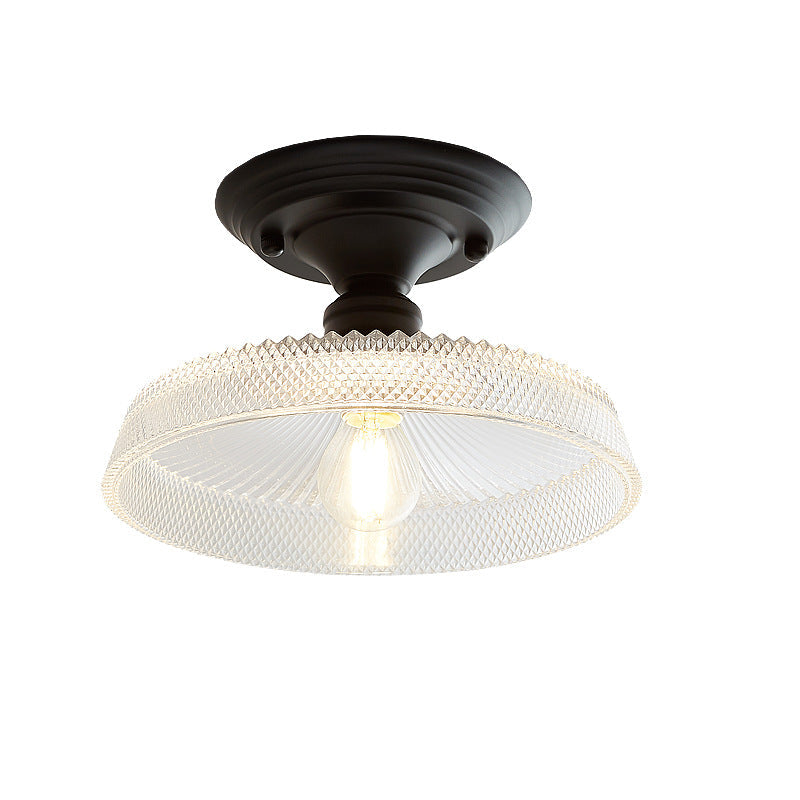 Nordic Vintage Floral Round Semi-Flush Mount Ceiling Light