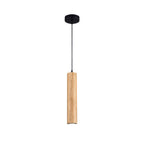 Contemporary Wood Cylinder LED Pendant Light