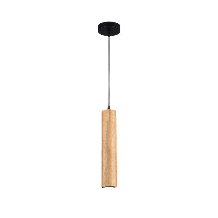 Contemporary Wood Cylinder LED Pendant Light