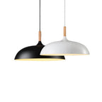 Contemporary Metal & Wood Dome Pendant Light