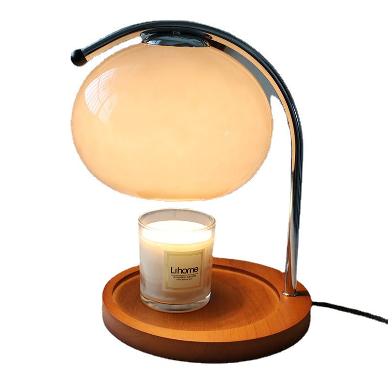 Premium Vintage Glass Dome Table Lamp with Solid Wood Base - 1-Light Melting Wax Design