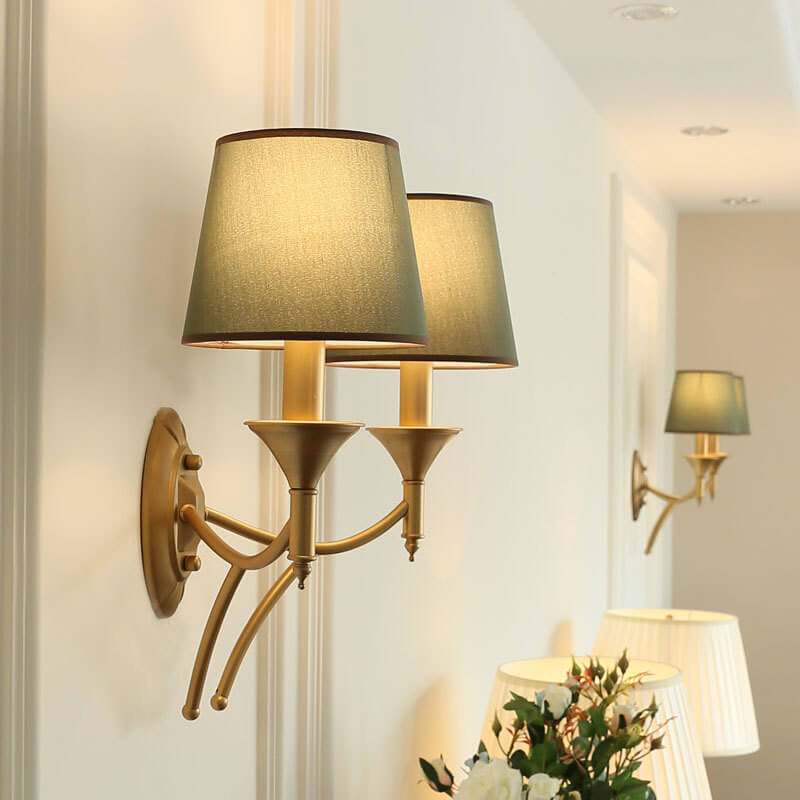 Iron & Fabric Mushroom Wall Sconce
