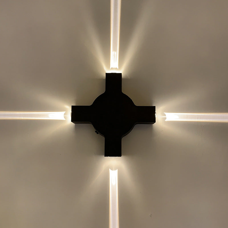 Modern Waterproof Black LED Wall Lamp with Starlight Design