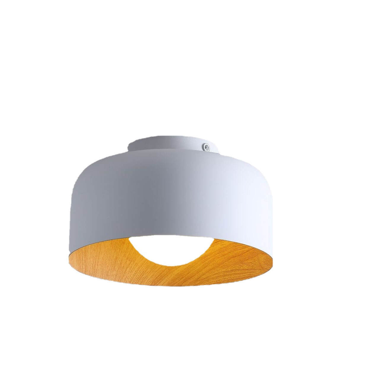 Premium Minimalist Wood Grain Iron 1-Light Semi-Flush Mount Ceiling Fixture