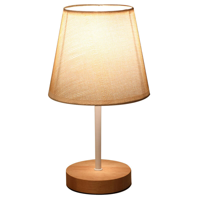 Nordic Vintage Fabric and Wood LED Table Lamp
