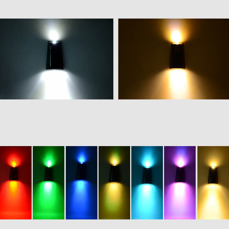 Premium Solar RGB Trapezoid Outdoor LED Wall Sconce Lamp