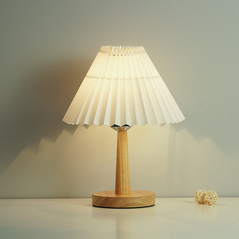 Retro Pleated LED Table Lamp - Umbrella Design