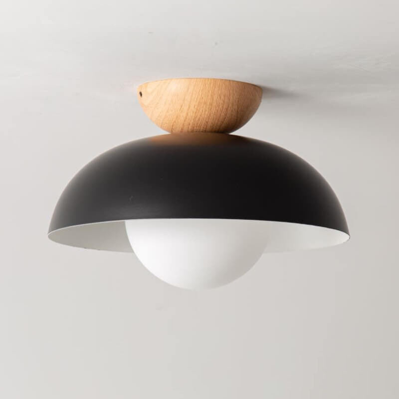 Contemporary Wrought Iron Log Bowl Semi-Flush Mount