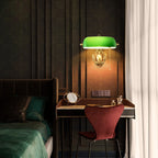 Vintage Copper and Green Glass Wall Sconce Lamp - 1-Light