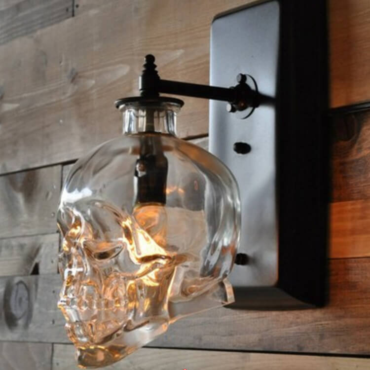 Modern Round Skull Glass Wall Sconce Lamp