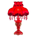 Red Fabric Tassel Table Lamp - European Design, 1-Light