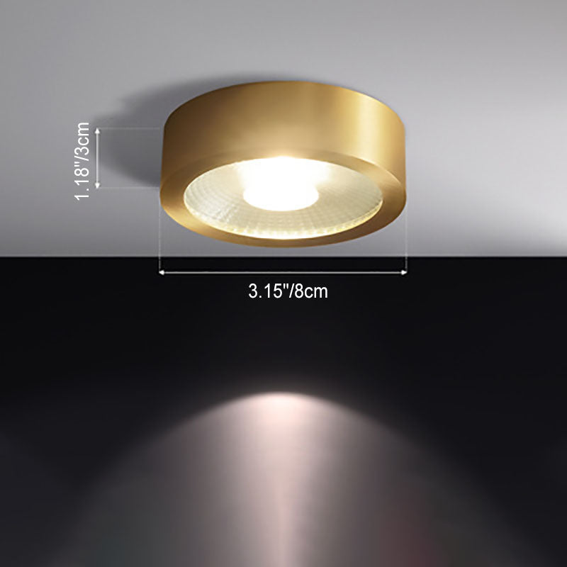 Contemporary Brass LED Flush Mount Ceiling Spotlight