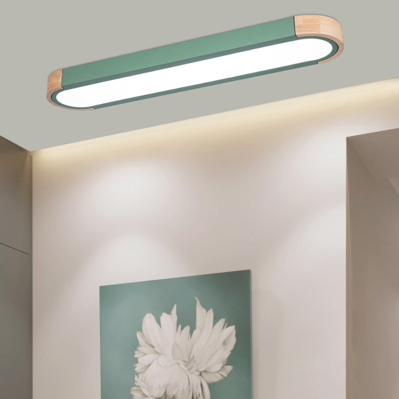 Scandinavian Long Oval Iron LED Flush Mount Ceiling Light for Bedroom