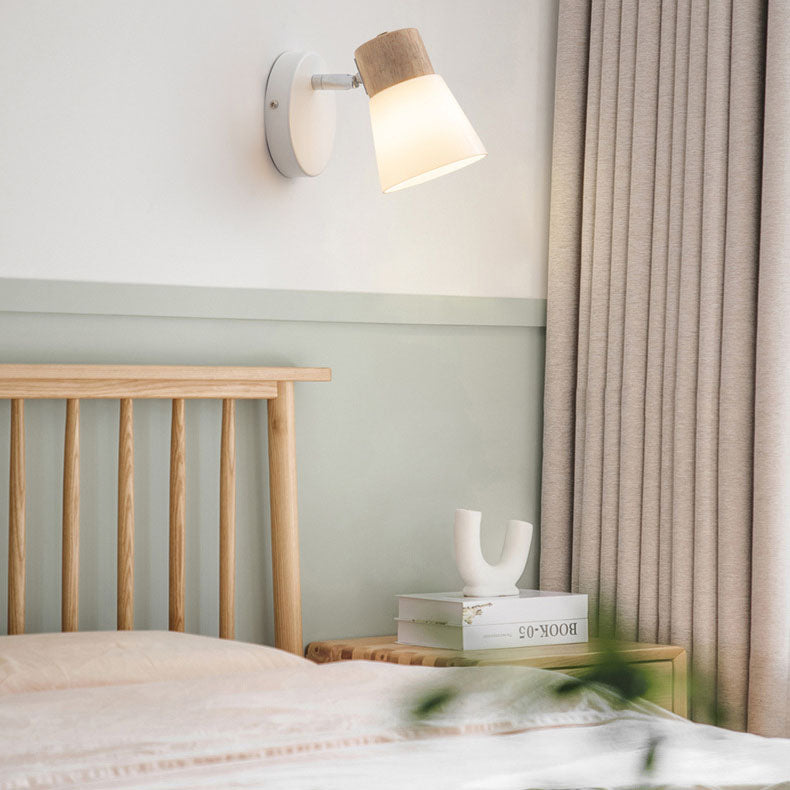 Minimalist Rubber Wood & Iron Wall Sconce