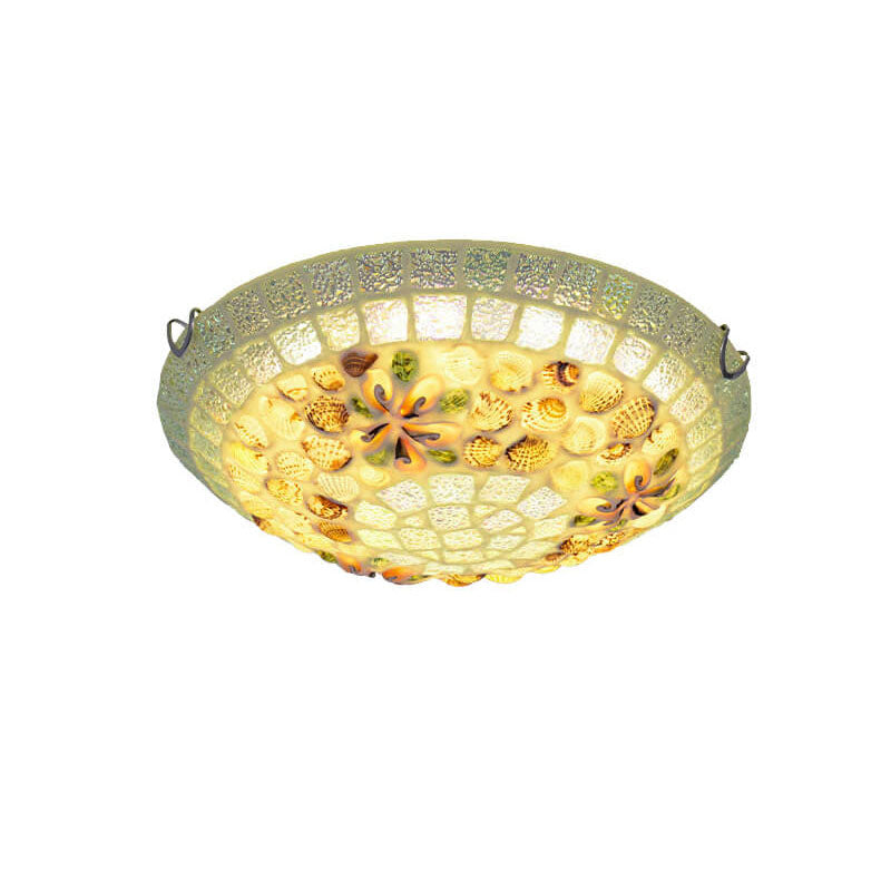 Tiffany Mosaic Shells 1-Light Flush Mount Ceiling Light