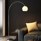 Scandinavian Glass Round Shade Floor Lamp - 1-Light Iron Design for Living Room