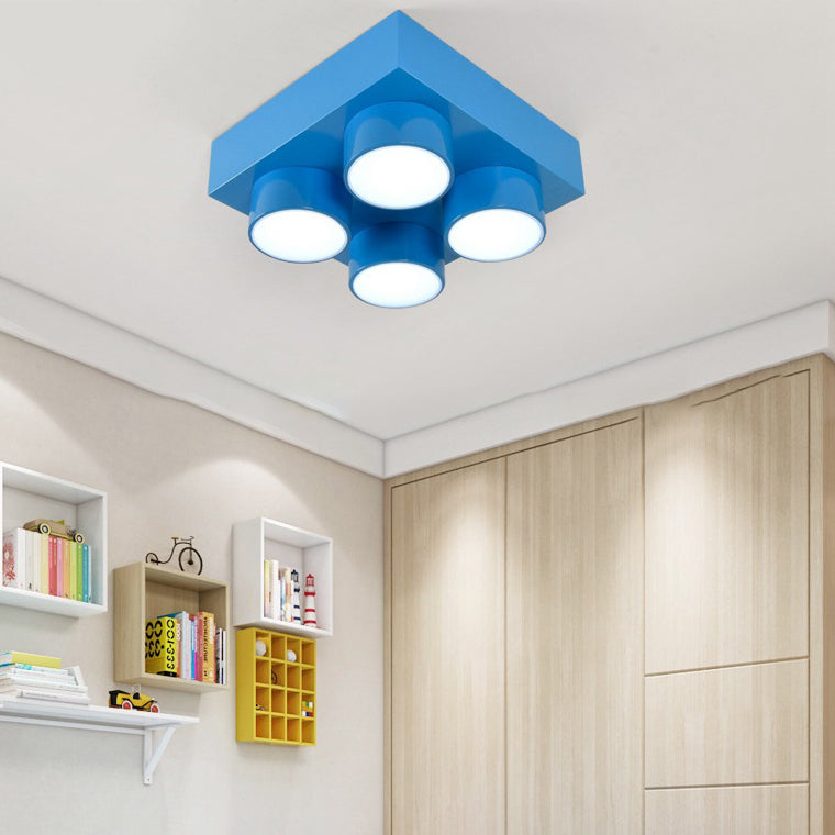 Modern Square Iron LED Flush Mount Ceiling Light for Bedroom