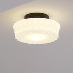 Vintage White Jade Glass Round Drum LED Ceiling Light