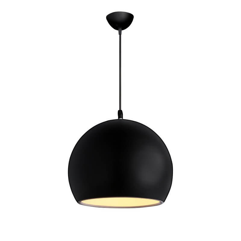 Contemporary Round Iron Pendant Light - Single Light, Solid Color