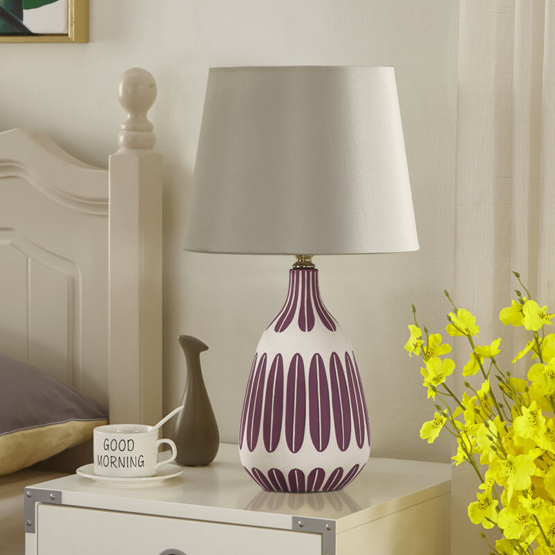 Nordic Vertical Pattern Ceramic Table Lamp - 1 Light