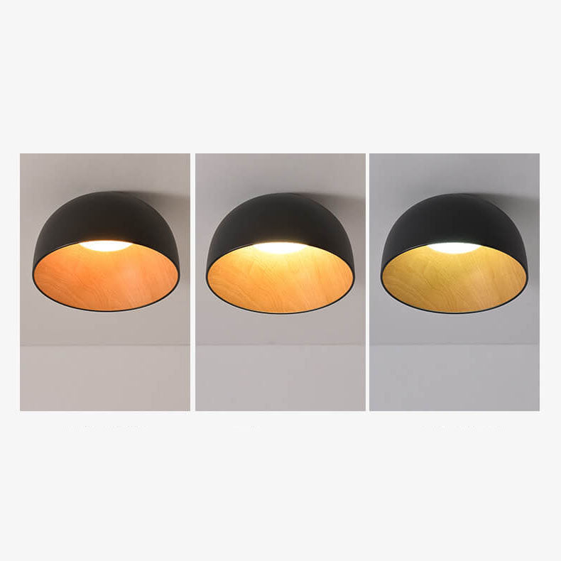 Modern Wooden Bowl LED Flush Mount Ceiling Light