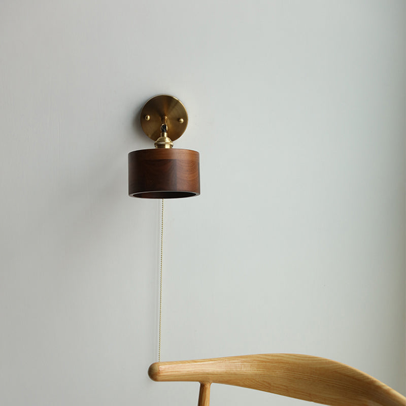 Scandinavian Copper & Wood 1-Light Sconce