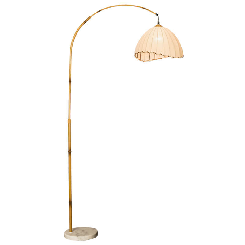 Vintage Marble Fishing Imitation Bamboo Floor Lamp - 1-Light Design