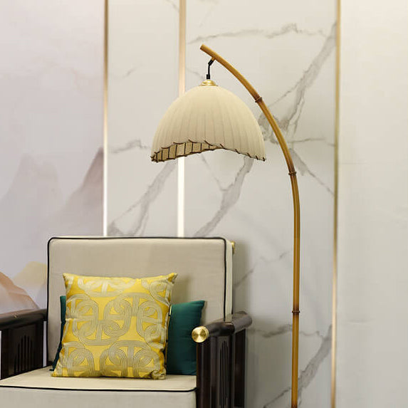 Premium Bamboo Pole Floor Lamp - Retro Zen Design, 1-Light
