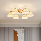Nordic Wood Pleated Semi-Flush Mount Ceiling Light