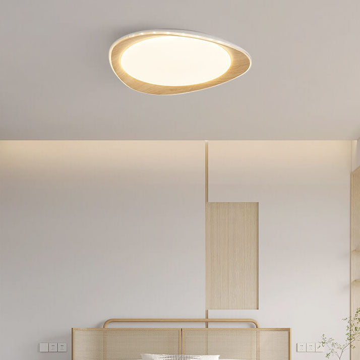 Contemporary Wood Grain Pebble LED Flush Mount Ceiling Light