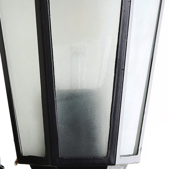 Modern Hexagonal Aluminum Outdoor Wall Sconce with Frosted