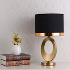 Elegant Fabric Table Lamp with 1-Light Ring Base