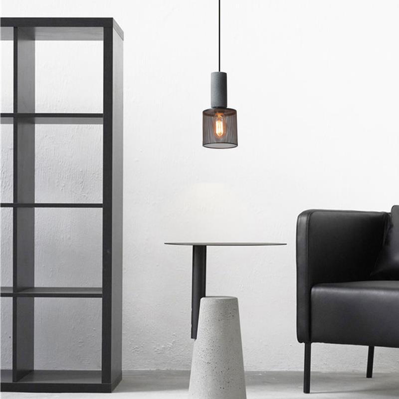 Industrial Tapered Cement Pendant Light - 1-Light Fixture for Living Room