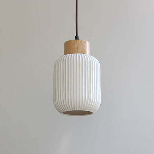 White Ceramic Cylindrical Pendant Light - Nordic Japanese Design