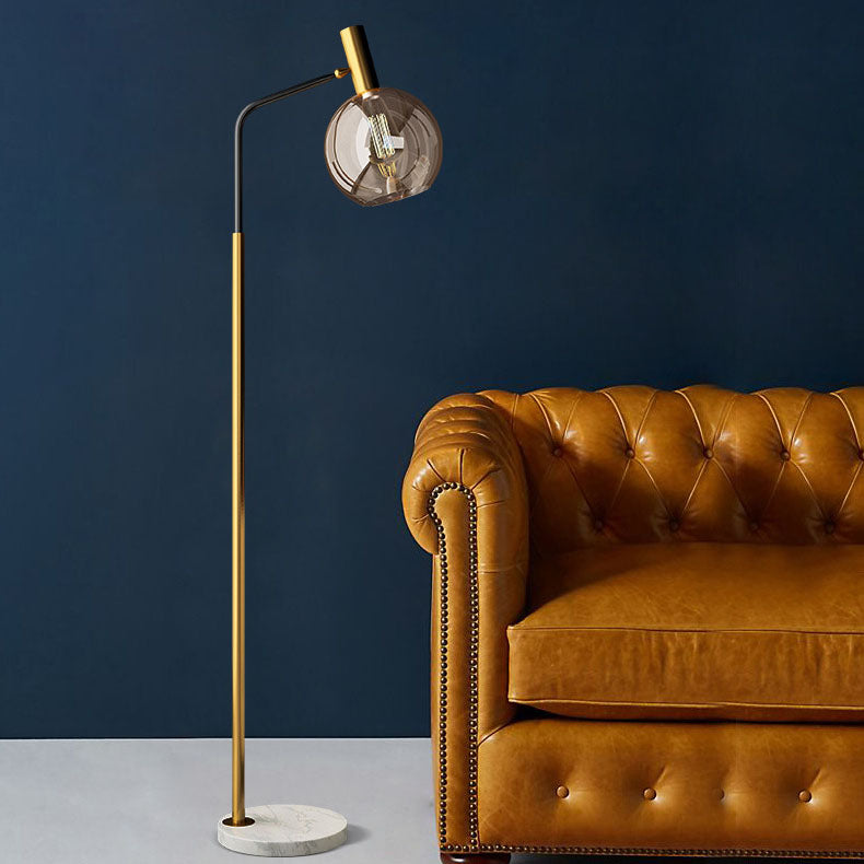 Nordic Glass Dome Floor Lamp with Marble Base - 1-Light Design for Living Room